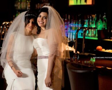 Bride and Bride in City Bar