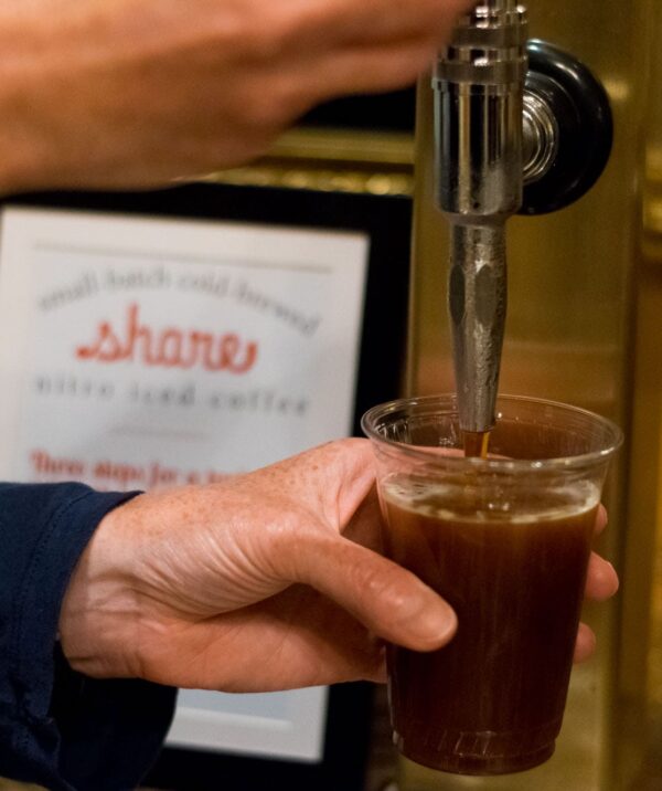 Share iced coffee in the lobby at The Lenox